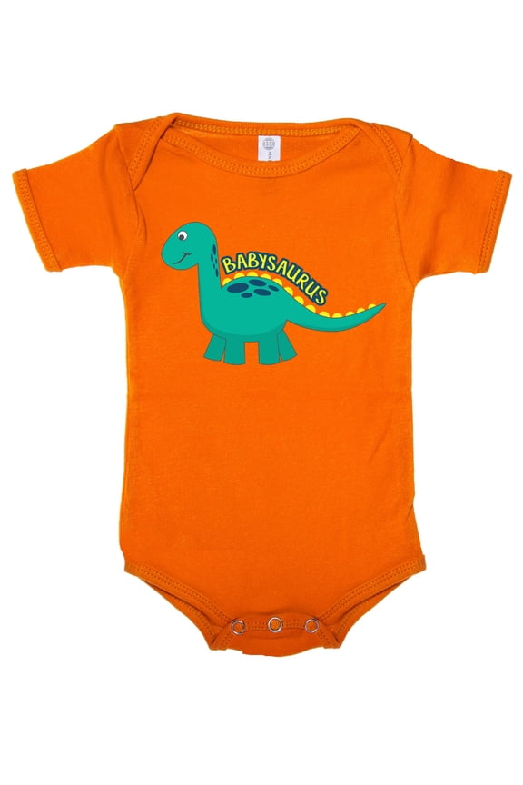 Babysaurus one-piece bodysuit, Baby Dinosaur Romper Infant bodysuit - Orange CA165DINO S1 3-6