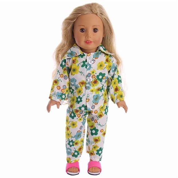 AmaMary 18 inch Doll Pajamas, American Girl Doll Clothes, Includes Shirt and Pants, 2-Piece Set