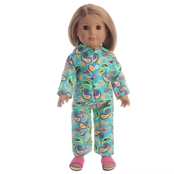 AmaMary 18 Inch Doll Pajamas Set – Cotton Two-Piece Sleepwear with Colorful Patterns for American Girl, Our Generation & My Life Dolls (Clothes Only)