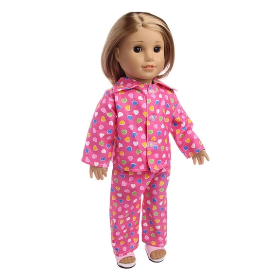 AmaMary Cotton Pajamas for 18 Inch Dolls – Two-Piece Sleep Set with Fun Prints, Soft & Cozy Doll Clothes for Imaginative Play, Perfect Gift for Little Ones