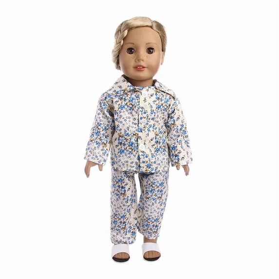 AmaMary 18" Doll Pajama Set – Sweet Two-Piece Sleepwear in Playful Patterns, Soft Cotton Outfit for Tea Parties, Sleepovers & Bedtime Stories (Doll Not Included)