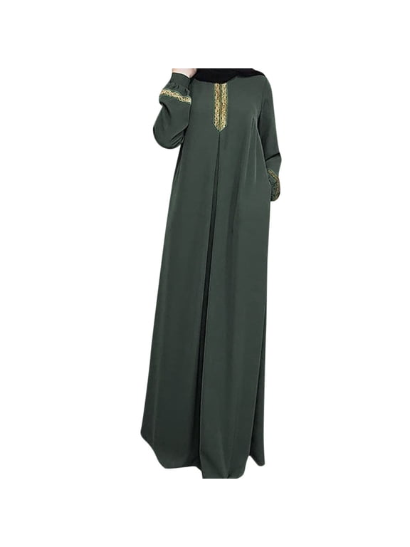 Dresses for Women Women Plus Size Print Abaya Jilbab Muslim Maxi Dress Casual Kaftan Long Dress