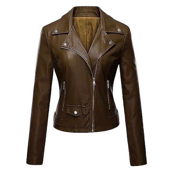 Babysbule 2023 Womens Winter Coats Women's Leather Long Sleeved Short Lapel Jacket Jacket Jacket