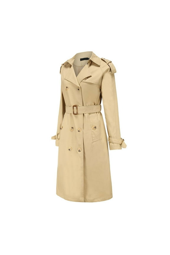 Womens Winter Coats Womens V-neck Straight Long Sleeved Pocket Women's Windbreaker Cardigan Jacket S-XXXL