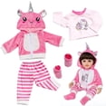 thumbnail image 1 of AmaMary 22-23 inch Pink Unicorn 4-Piece Cotton Doll Clothes Set with Socks, Pants, Jacket & Top, Magical Pretend Play, Birthday, Christmas, Dress-Up Party for Kids, 1 of 5