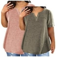 thumbnail image 1 of Babysbule 2PC Women's V-Neck Oversized T-Shirt Soft Comfy Casual Blouse Summer Fashion Top Polyester, 1 of 3