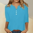 thumbnail image 1 of Babysbule 3/4 Sleeve for Women's Summer Top Crew Neck Loose Fit T-Shirt Fashion Button Tunic Shirt, 1 of 9
