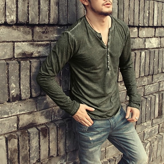 Babysbule Athletic Men's Sweatshirt, Men Casual Vintage Long Sleeve V-Neck T-Shirt Top Blouse Outfit