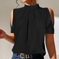 thumbnail image 1 of Babysbule Blouses for Women Women's Summer High Neck Short Sleeve Casual Pullove Blouses, 1 of 5
