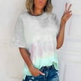 thumbnail image 1 of Babysbule Blouses for Women Fashion Women's Summer Round Neck Short Sleeve Gradient Print Casual Blouses, 1 of 6