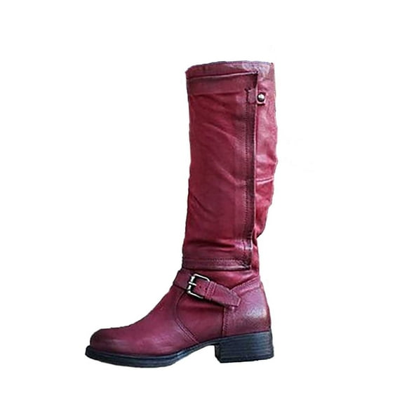 Babysbule Boots for Women Fashion Large Size Boots Women Autumn Long Tube Low Heeled Shoes Boots Knight Boots