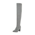 thumbnail image 1 of Babysbule Boots for Women Stretch Knit Thick Heel Pointed Toe Women's Boots Are Thin Leopard Print Boots Over The Knee Long Boots, 1 of 5