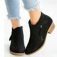 thumbnail image 1 of Babysbule Boots for Women Winter Vintage Women Slip On Boots Pointed Toe Round Thick Heel Short Shoes, 1 of 7