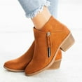 thumbnail image 1 of Babysbule Boots for Women Winter Vintage Women Slip On Boots Pointed Toe Round Thick Heel Short Shoes, 1 of 4