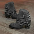 thumbnail image 1 of Babysbule Boots for Women Winter Women's Casual Solid Color Shoes Thick Heel Round Head Boots Side Zipper Boots, 1 of 6