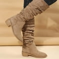 thumbnail image 1 of Babysbule Boots for Women Winter Women's Fall Winter Flock Solid Color Long Boots Middle Heels Boots Pointed-Toe Knee High Boot, 1 of 5