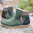 thumbnail image 1 of Babysbule Boots for Women Winter Women's Vintage Splicing Round Toe Plus Velvet Zip Up Short Naked Shoes, 1 of 4