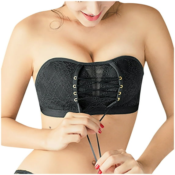 Babysbule Bras for Women Women's One-Piece Bra Everyday Underwear Strapless Lace Drawstring Bandeau
