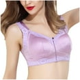 thumbnail image 1 of Babysbule Bras for Women Women Wireless Anti-sagging Front Zip Breathable Satin Lace Hem Plus Size Bra, 1 of 5