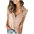 thumbnail image 1 of Babysbule Cardigans for Women Women Casual Solid Sleeveless Ruffle Turn-down Collar Cardigan Vest Tops, 1 of 7