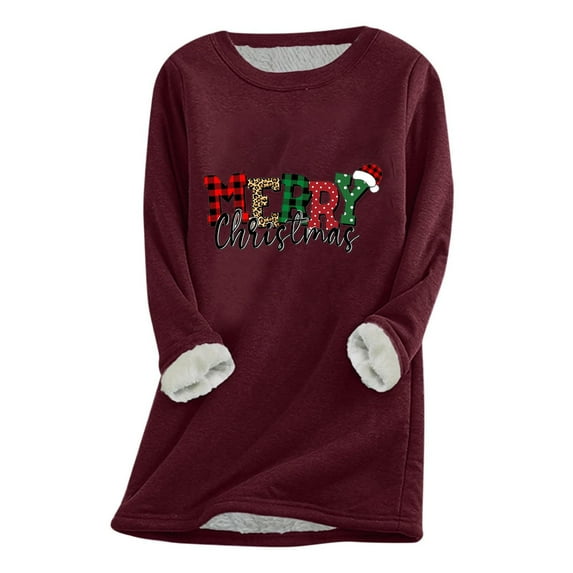 Babysbule Christmas Shirts for Women Fashion Printing Regular Sleeve Winter Loose Vacation Casual Sleeve Round Neck Shirt Tops Clearance Tops Fashion