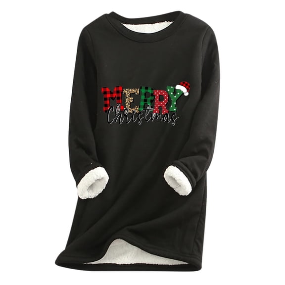 Babysbule Christmas Shirts for Women Fashion Printing Regular Sleeve Winter Loose Vacation Casual Sleeve Round Neck Shirt Tops Tops Fashion