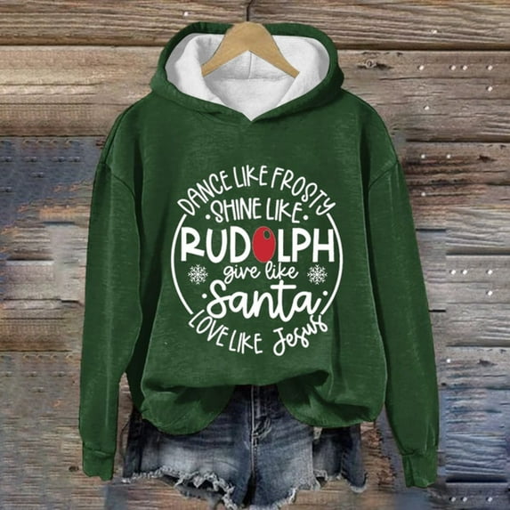 Babysbule Christmas Shirts for Women Printed Round Neck Long Sleeved Loose Fitting Sweater Tops Fashion