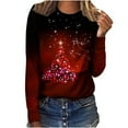 thumbnail image 1 of Babysbule Christmas Sweatshirt for Women Fashion Women's Christmas Printed T-shirt Long Sleeves Blouse Round Neck Casual Tops Sweatshirt, 1 of 3