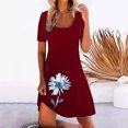 thumbnail image 1 of Babysbule Clearance Dresses For Women Casual Loose Ladies Dress Summer O-Neck Short Sleeve Sundress Swing Flowy Mini Solid Skirt, 1 of 5
