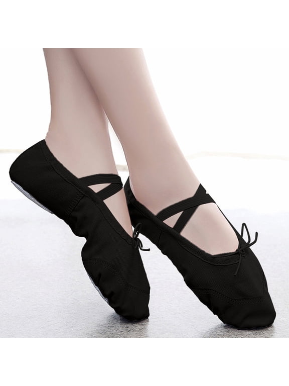 Girls Shoes Girls Ballet Elastic Band Dance Shoes Canvas Gymnastics Flats Split Sole Shoes
