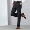 thumbnail image 1 of Babysbule Mens Pants Men's Business Slim Large Size Elastic Waist Cotton All-match Solid Color Straight Trousers Men's Suit Pants, 1 of 9