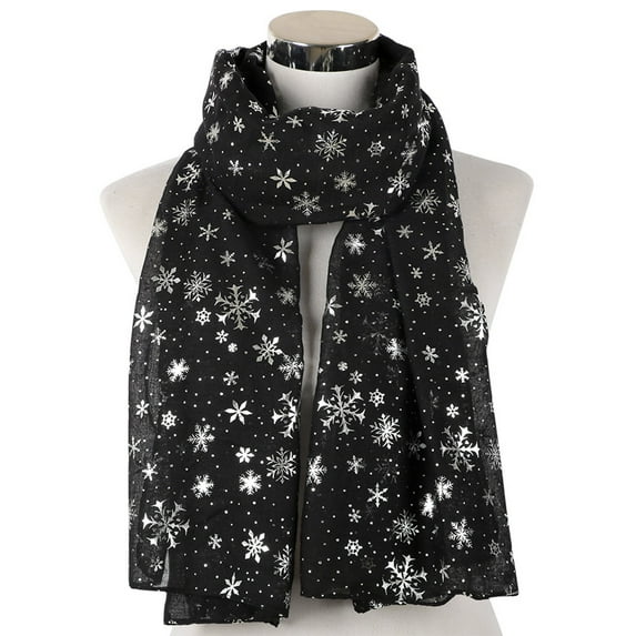 Babysbule Scarf for Women Women Christmas Festive Winter Snowflake Print Warm Winter Snow flake Scarf