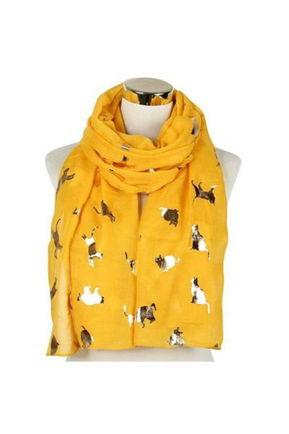 Scarf for Women Women Fashion Cat Foil Printed Scarf Wrap Silk Shawl Travel Scarves