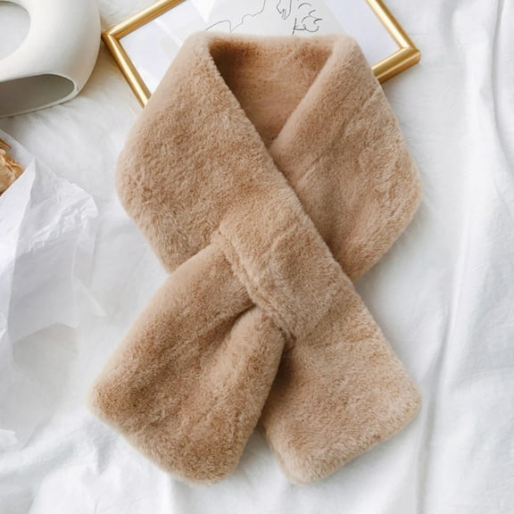 Babysbule Scarf for Women Women Fashion Winter Faux Fur Villus Scarf Outerwear Leopard Print Scarf Warm