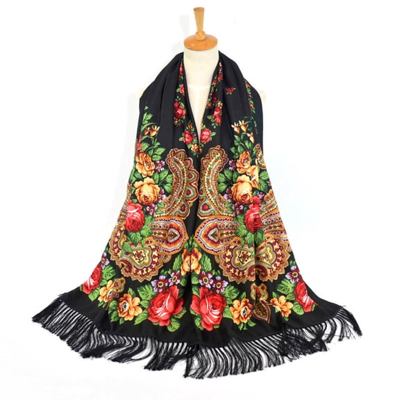 Babysbule Scarf for Women Women Lady Folk-CusTom Print tie Tassel Square Scarf Wrap Shawl Travel Scarve