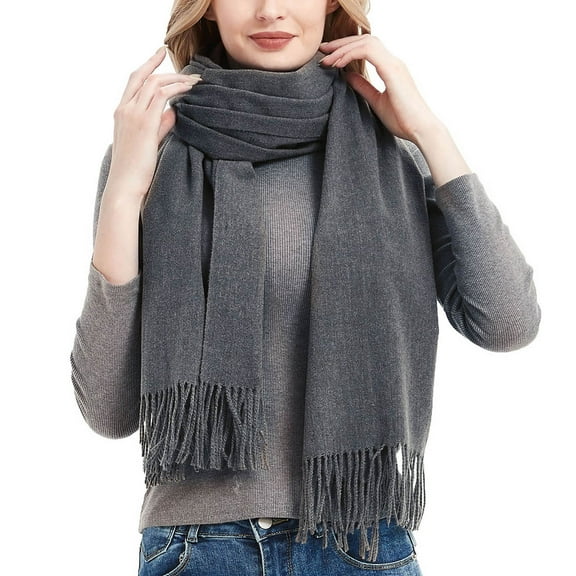 Babysbule Scarf for Women Women's Fashion Winter Warm Scarf Solid Color Scarf Tassel Knitted Scarf