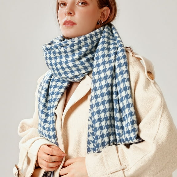 Babysbule Scarf for Women Women's Fashion Winter Warm Soft Casual Tassel HoundsTooth Printing Muffler