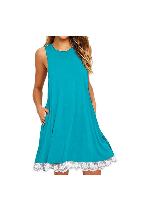 Woman Summer Dresses Women's Plus Size Sleeveless Solid Color Casual Midi Dress Beach Loose A-line Sundress