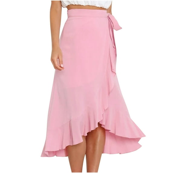 Babysbule Women Skirts Women's Casual Fashion One-Piece Lace Up Skirt Irregular Hip Pack Solid Color Skirt