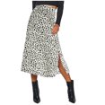 thumbnail image 1 of Babysbule Clearance Women Skirts Womens Fashion Leopard Print Zipper High Waist Casual Satin Mid Calf Skirt, 1 of 5