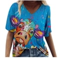 thumbnail image 1 of Babysbule Clearance Women's Tops Plus Size Women Short Sleeve Printed V-Neck Tops Tee T-Shirt Blouse, 1 of 3