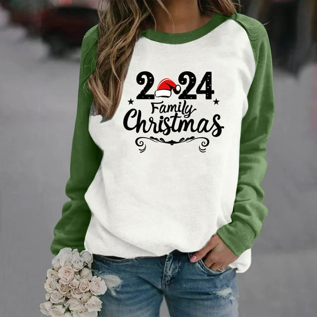 Babysbule Clearance Womens 2024 Christmas Tops Ladies Letter Print