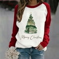 thumbnail image 1 of Babysbule Womens Christmas Tree Tops Ladies Christmas Print Loose Long Sleeve Round Neck Pullover Top T-Shirt Top, 1 of 3