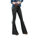 thumbnail image 1 of Babysbule Womens Jeans Fashion Women's High Waist Loose Pocket Lace-Up Flared Pants Stretch Cow Jeans Pants, 1 of 3