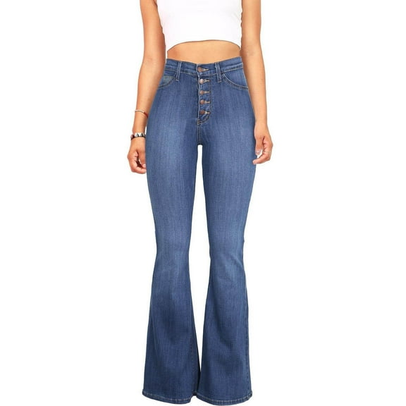 Babysbule Womens Jeans Women High-waist Wide-legged Casual Pants Teenagers Classic Denim Skinny