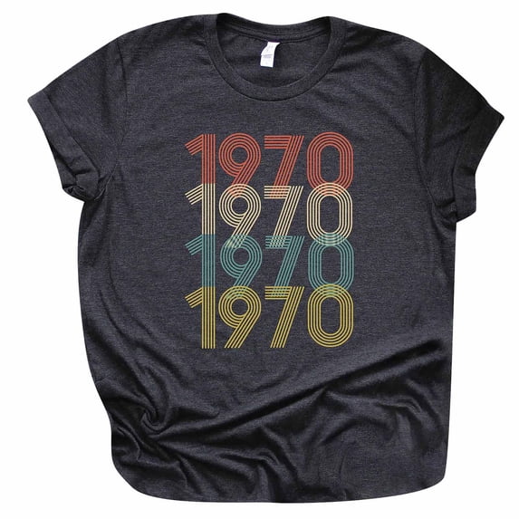 Babysbule Womens Shirts Women's Casual Birthday Gift T Shirt Vintage 1970 Original Parts Tee Cute Tee