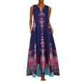 thumbnail image 1 of Babysbule Womens Summer Dresses, Women Plus Size Print Daily Casual Sleeveless Vintage Bohemian V Neck Maxi Dress, 1 of 8