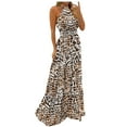 thumbnail image 1 of Babysbule Womens Summer Dresses, Women Tropical Print Halter Backless Maxi Dress Sleeveless Beach Dress, 1 of 5