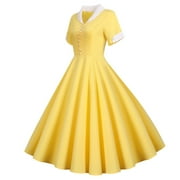 yellow 50s dress Retro Stage Vintage 1950s Floral Cap Sleeve Swing Midi a 1950s shape Vintage Dresses | Retro 40s,