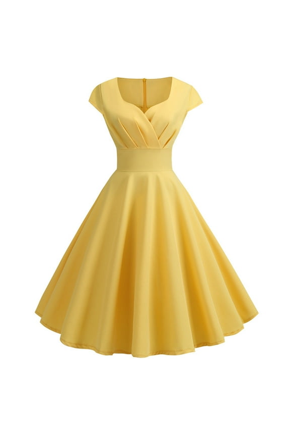 Womens Summer Dresses, Women's 1950s Retro Dress Short Sleeve Vintage Swing Dress
